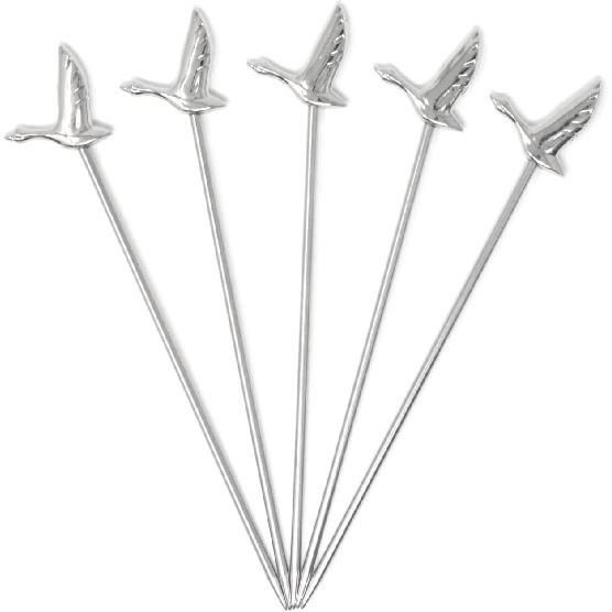 Honbay 5PCS Reble Stainless Steel Cocktail Picks Fruit Food Hamburger Toothpicks Cupcake Toppers Sandwich Appetizer Decorative Skewers Drink Garnish