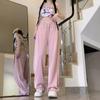 New Gray Casual Sports Pants for Women In Autumn and Summer Draped Straight Long Pants Small-sized Design Trousers