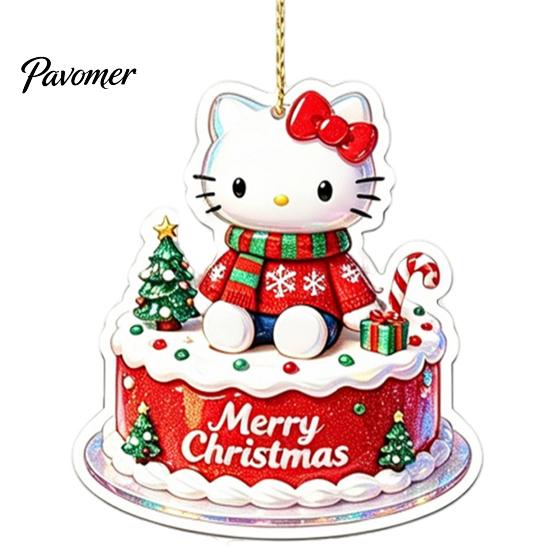Stocking Stuffer for Kids Christmas Kitty Ornaments, 2D Flat Acrylic Hanging Decorations, Cute Party Exchange Gifts Cartoon Pendants Tree, Holiday