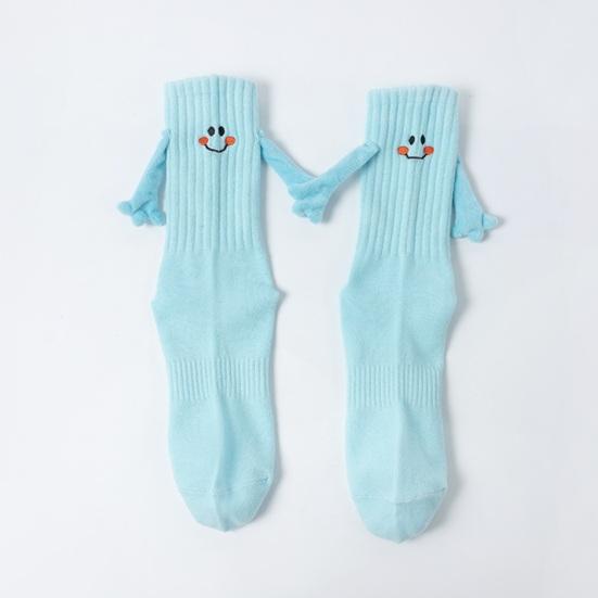 Chaussettes Visage Souriant pour Femmes Chaussettes Magnétiques Se Tenant la Main Chaussettes Montantes Côtelées Amusantes Extensibles pour Enfants Adolescents Cadeaux d'Anniversaire Saint-Valentin