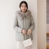 New Winter Genuine Leather Jacket, Sheepskin Korean Style Loose Hooded Goose Down Jacket, Simple, Fashionable and Versatile