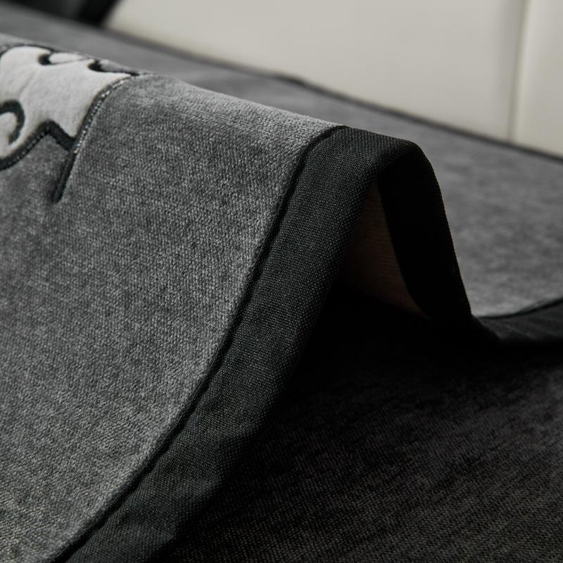 Soft Chenille Embroidery Four Season Universal Sofa Towel, L-shaped Sectional Anti-slip Sofa Cover for Living Room