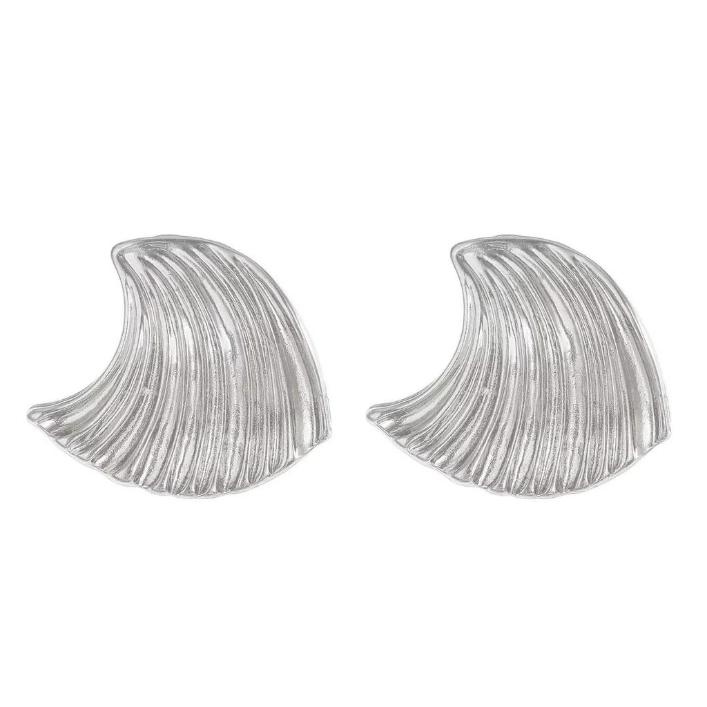 Exaggerated Gold Color Heart Oval Earrings For Women Metal Earing Jewelry Trending Irregular Wrinkled Geometric Earrings