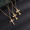 Micro-inlaid Zircon Pendant Copper Electroplated Cross Necklace Women's Titanium Steel Collarbone Chain Jewelry