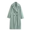 Elegant Warm Women Long Woolen Overcoat Thick Long Sleeve Solid Color Coat