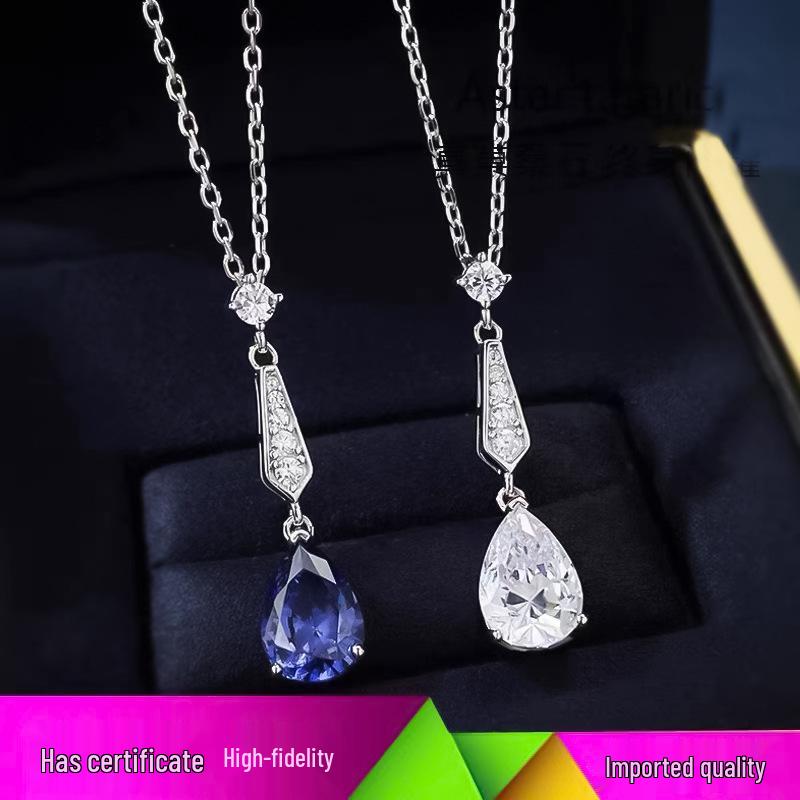 

Hui Zhi Yi 2023 Teardrop Simulated Diamond Necklace in 925 Sterling Silver 925 Silver