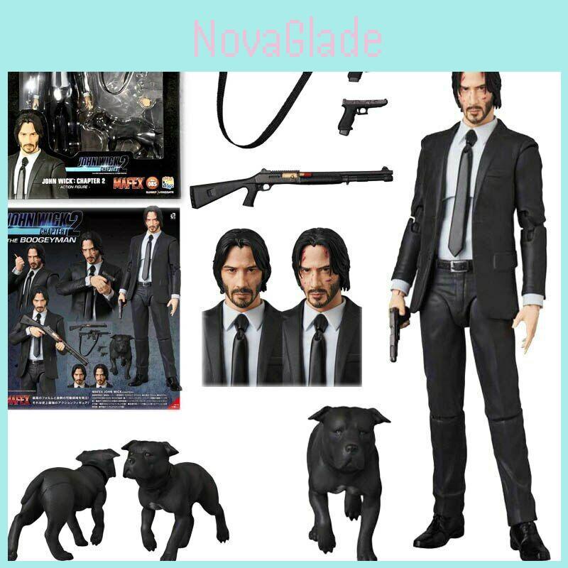 Medicom Toy Mafex 085 John Wick Chapter 2 Action Figure With Interchangeable Heads And Box Packaging