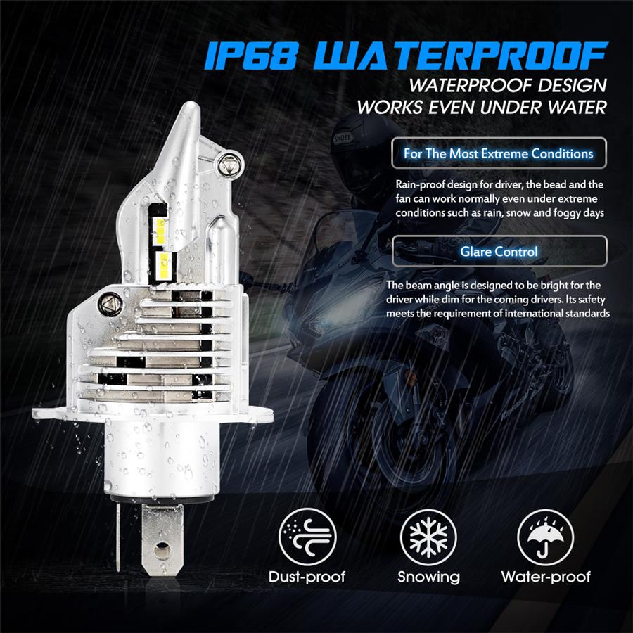 Motorcycle H4 9003 LED Headlight Bulb 6000LM 6500K