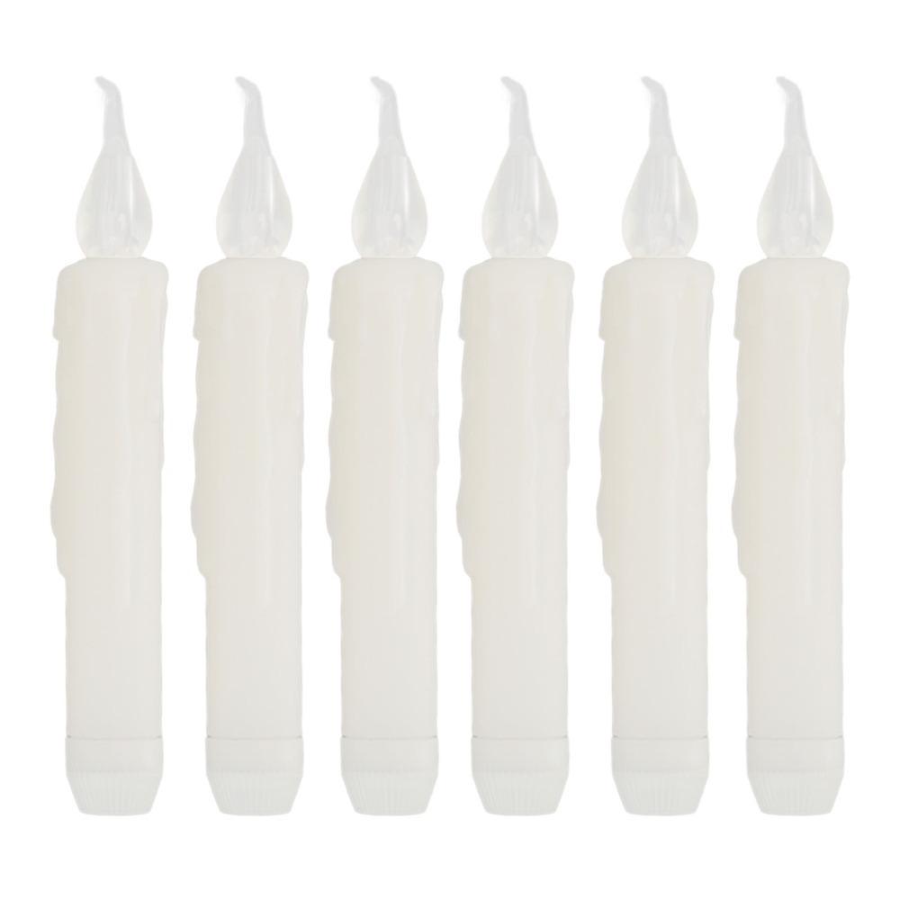 6 Pcs Reusable LED Taper Candles Smokeless Candle Lights Elegant Taper Candles  Wedding Centerpieces