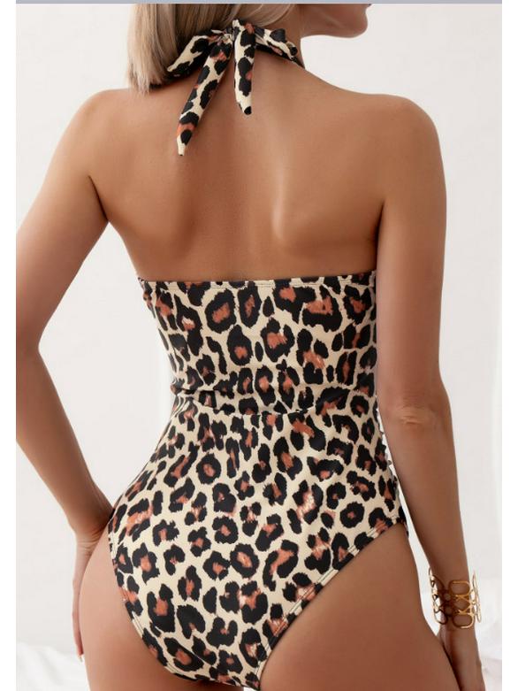 2025 New Cross-Halter Printed Bikini - European & American Sexy One-Piece Swimsuit for Women