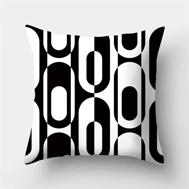 Black Geometric Pattern Cushion Cover Pillowcase Square Pillowcase Home Office Decorative Pillowcase