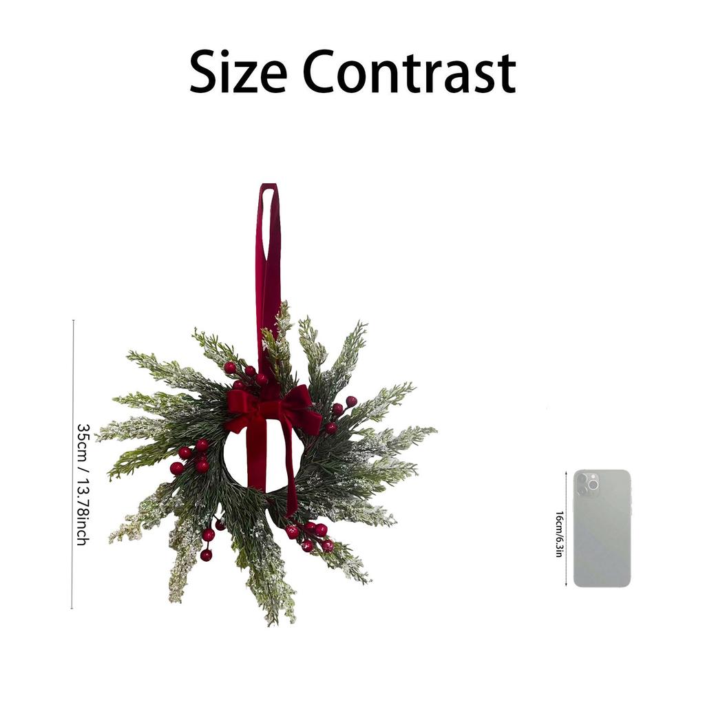 Christmas Kitchen Cabinet Wreaths With Plaid Bow Ribbon Hanging Cabinet Doors Wreaths Decorative For Kitchen Window Outdoor Indoor Holiday Decor