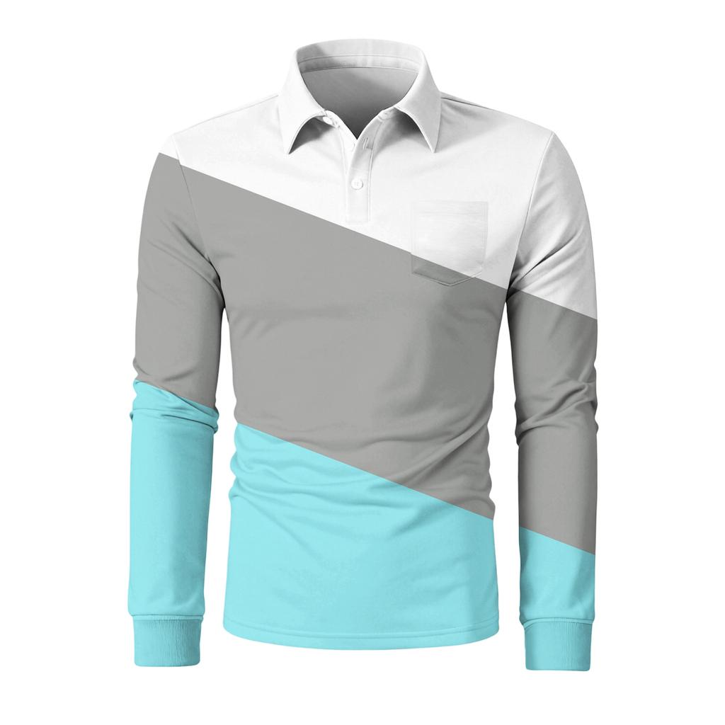 Men's Long-sleeved Collared Button-down Pocket Casual Top