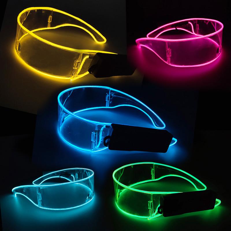 Wireless Glowing Led Glasses NightClub Masquerade Concert Performance Props DJ LIGHT Y2k Glasses Futuristic Robot Led Sunglasses