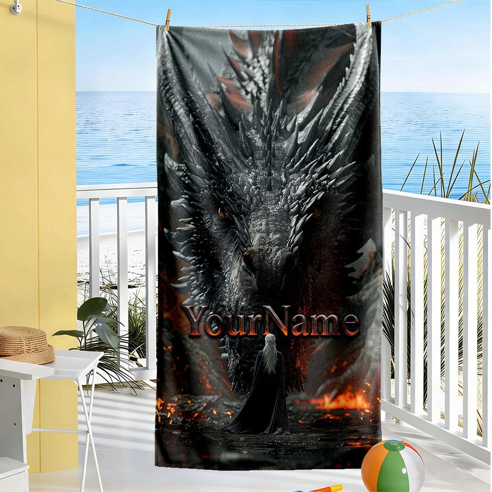 Gothic Illustrations Personalized Name Beach Towel High Absorbency & Quick-Dry Suitable for Sports Travel Swimming Yoga Bathroom Beach And Pool