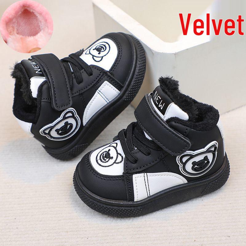 Waterproof Leather High-Top Toddler Shoes - Warm Velvet Lined for Boys & Girls