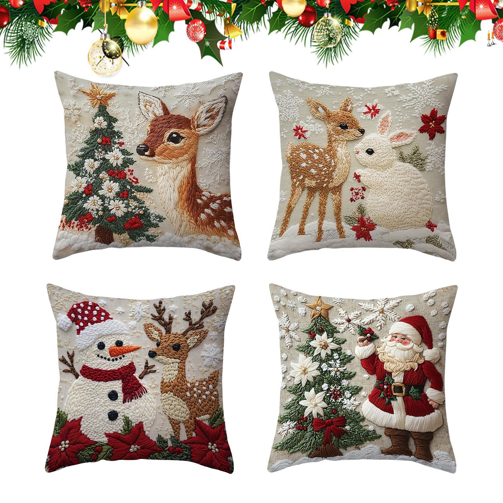 

Christmas Pillow Covers 4-Piece Removable Breathable Reindeer Pillow Cases For Holiday For Living Room Bedroom Chair Den Kid China Mainland