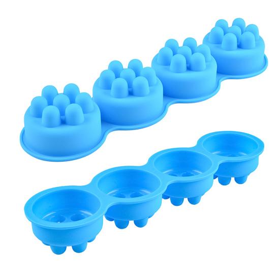 Cake Mold 4 Grids Reusable Non-stick Temperature Resistant DIY Round Silicone Massage Soap Mold Household Supplies