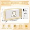 Small Clear Personalized Initial Letter Makeup Bag, A-Z Chenille Patch Preppy Nylon Cosmetic Bag With Zipper, TSA Approved