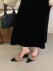 French Pointed Head Velvet Kitten and Female Wear Autumn and Winter Fluffy Shoes Temperament Thick Heel Bag Head Rabbit Hair Sandals