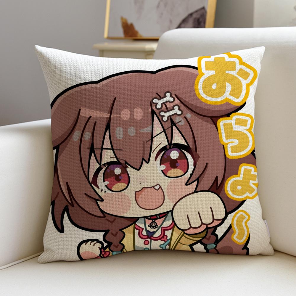 Energetic IInugami KoroneS Cushion Cover Breathable and Skinfriendly Linen Pillowcase Square Removable and Washable Cushion