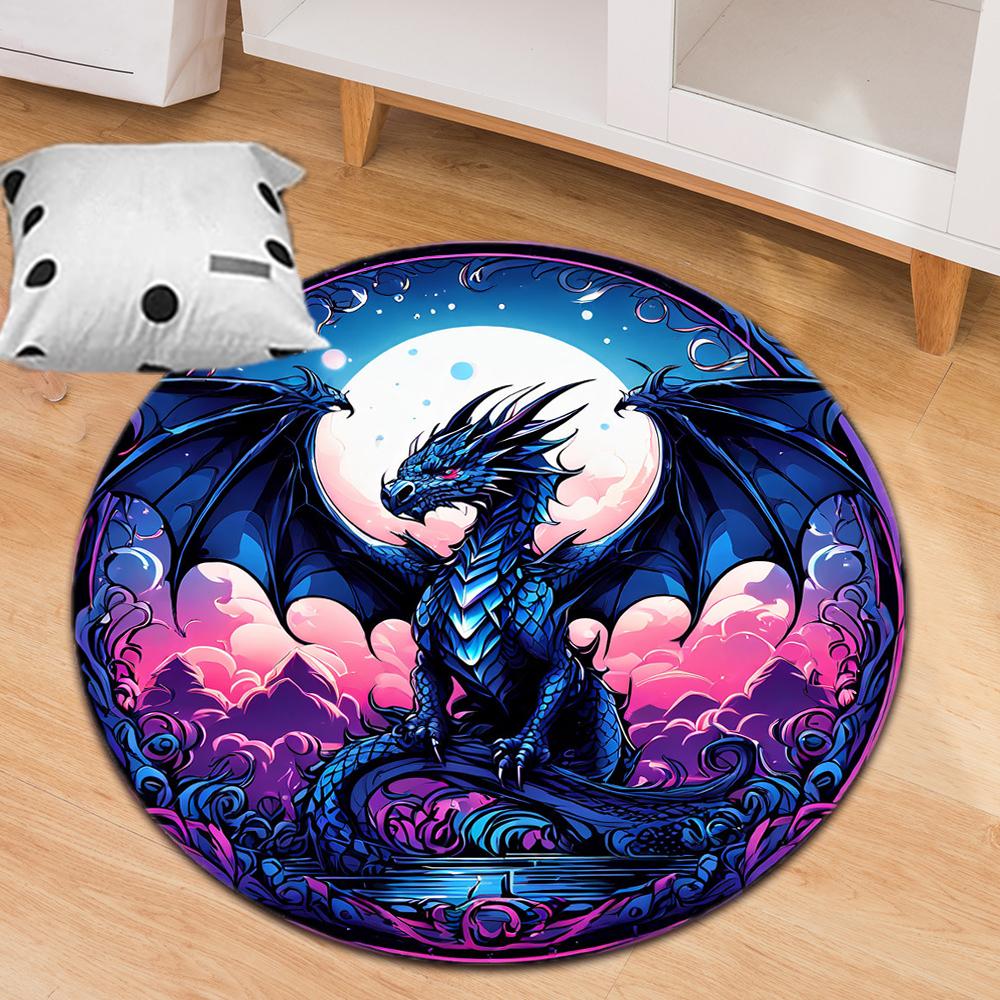 

Dragon Round Carpet Rug Non-slip Rug for Living Room, Bedroom, Study Room, Hallway Decoration, Perfect for Home Decoration or Holiday Gifts Diameter 60cm
