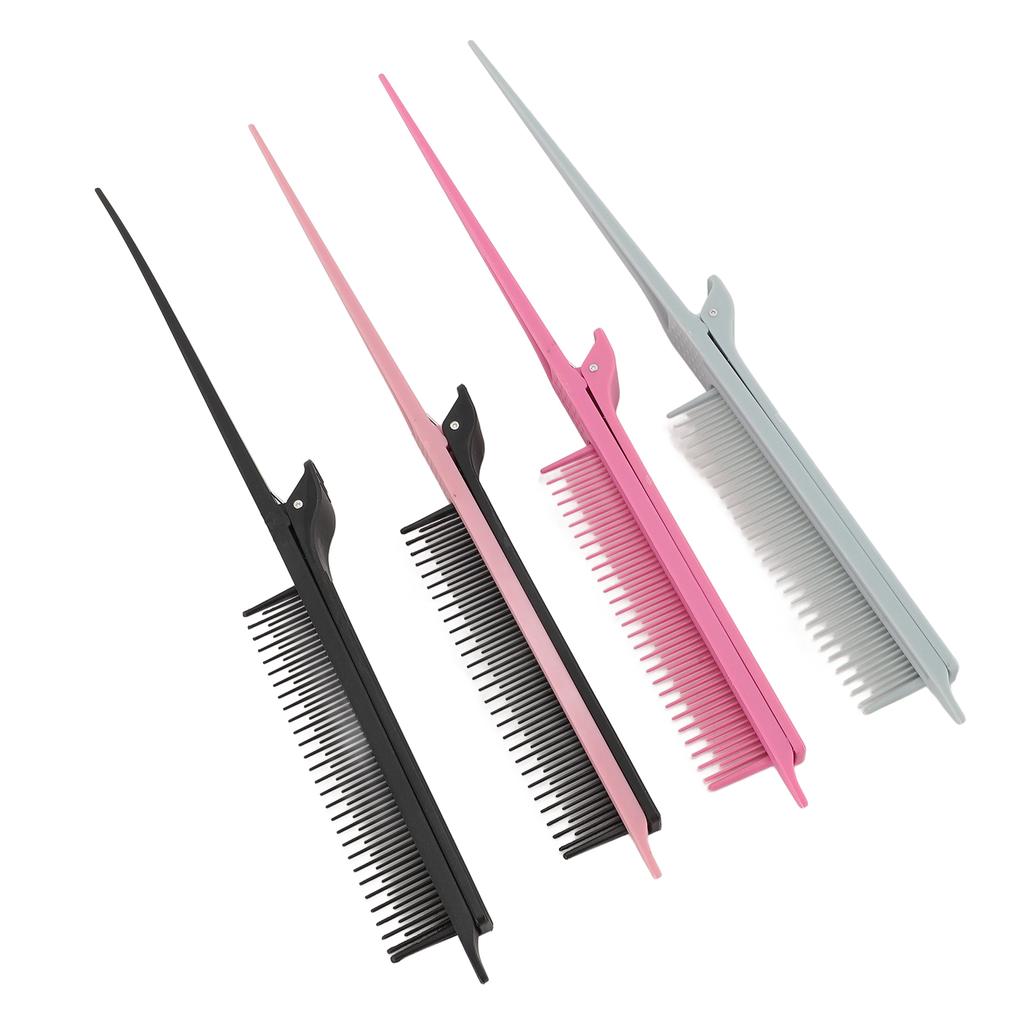 4 Color Rat Tail Highlights Comb with Hair Clip Hair Dyeing Barber Comb Perm Partition Clip Hair Sty