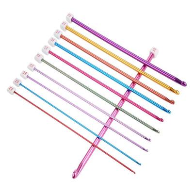 Practical 11 Size Tunisian Afghan Crochet Hooks Multicolor Aluminum Knitting Needles Hook Multicolour  2 - 8 Mm HOT