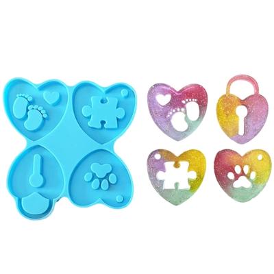Keychain Shape Silicone Mold  Heart Shaped Pendant Molds Versatile Keychain Casting Mould Handmade Ornaments