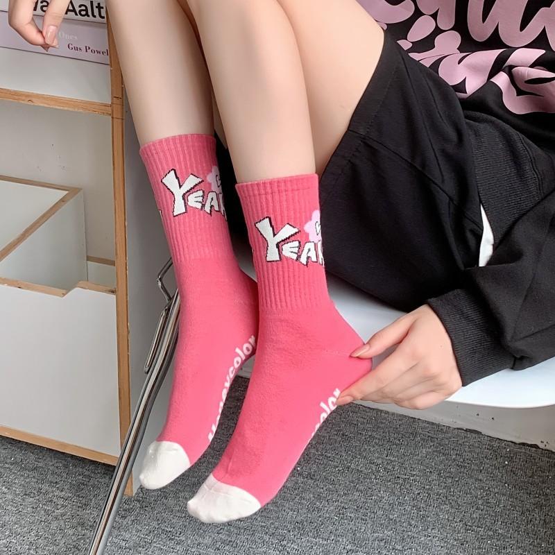 Women's Long Cotton Socks Mid-tube Outer Wear Online Celebrity All-match Street Ins Trendy Retro High Socks