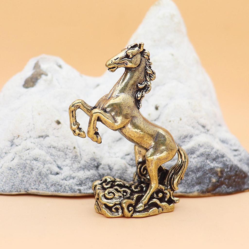 Horse Year Chinese Statue Brass Wealth Figurine 2026 Horse Year Table Ornament for Nightstand Bookshelf Cabinet Family Friends