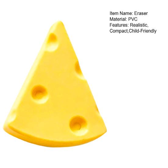 Cheese Shape Eraser Cute PVC Erasers for Kids Students Fun Classroom Prize School Supply for Kindergarten Party Favors