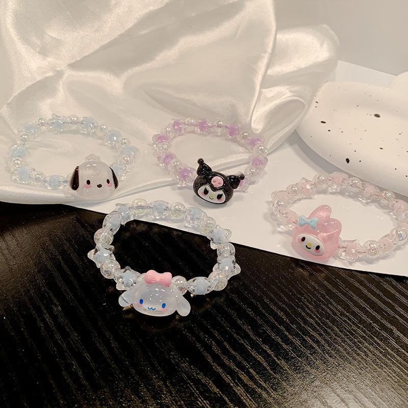 Sanrio Kuromi Cute Anime Cartoon Couple Bracelet Birthday Gift Jewelry Accessories Hair Ring Head Rope Girl Gift