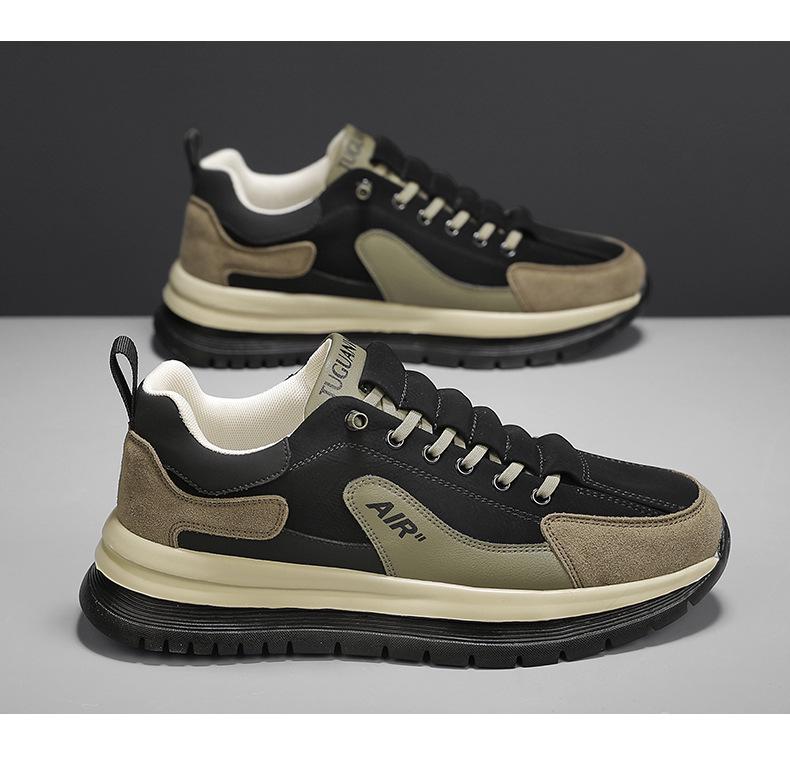 Men's Retro Casual Leather Running Shoes - Lightweight and Soft Sole for Autumn and Winter.