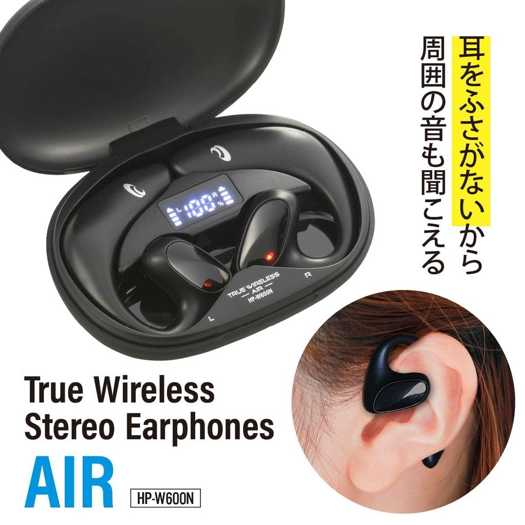 Ohm Denki AudioComm Completely Wireless Earphones AIR Black No Blocking Ear Offset Earphones Smartphone Calls Cordless Wireless Bluetooth OHM HP-W600N