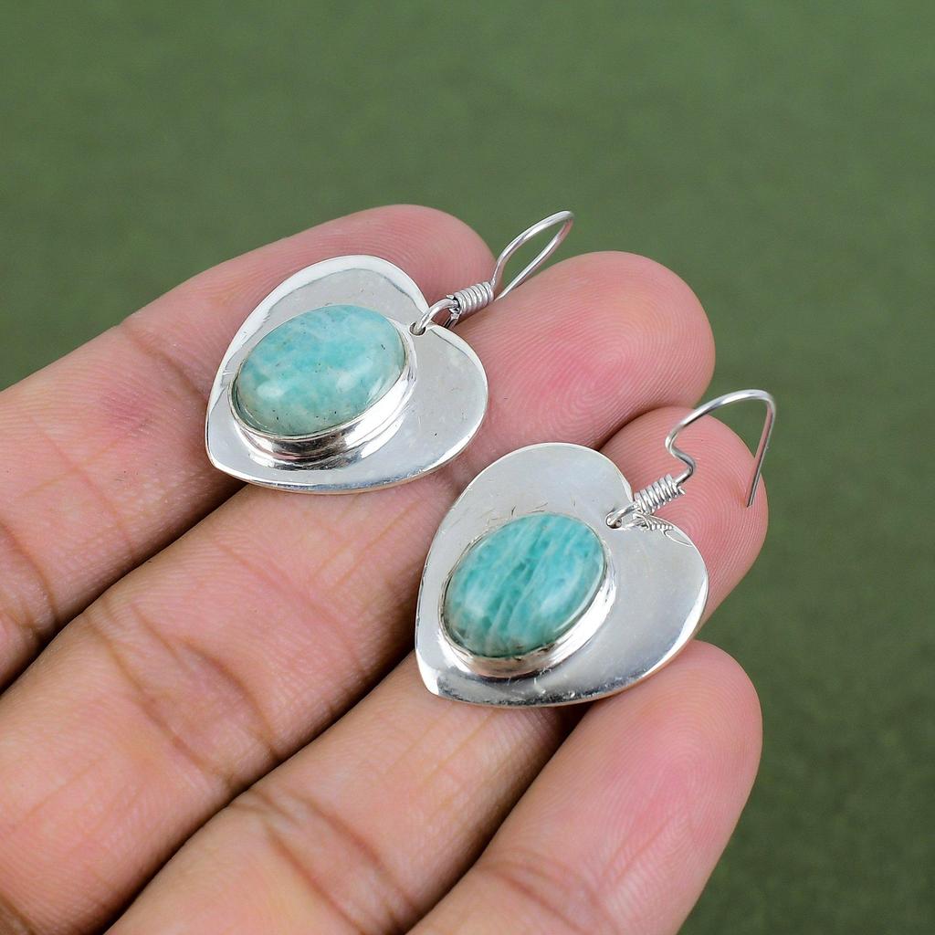 Amazonite Earring 925 Sterling Silver Earring Gemstone Handmade Earrings Amazonite Jewelry Latest Design Earring Silver Jewelry Gift For Her