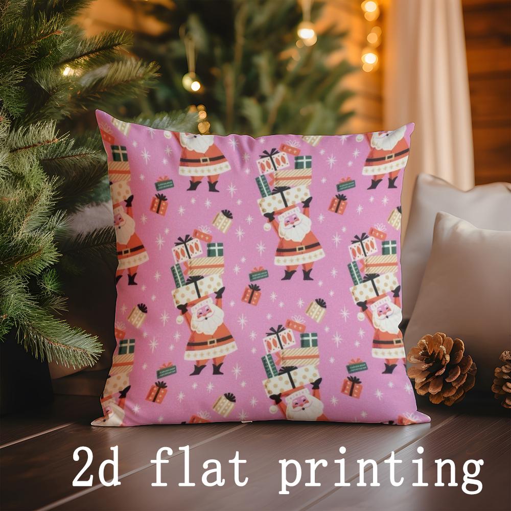 Home Decor Santa Claus Pattern Christmas Cushion Suitable For Sofa Bedroom Car Pillow Cover Cushion Rectangular Back Cushion