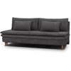 Convertible Sofa - 3 Places - MASSA - Anthracite Gray Corduroy Fabric - Solid Wood Legs - L 195 X H 82 X D 86 Cm