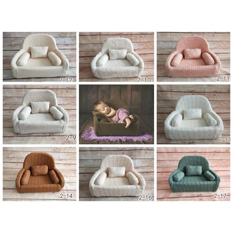 Mini Sofa Newborn Photography Props Chair Full Moon Baby Shooting Sofa Baby Taking Pictures Soft Small Seat Solid Color Sofa