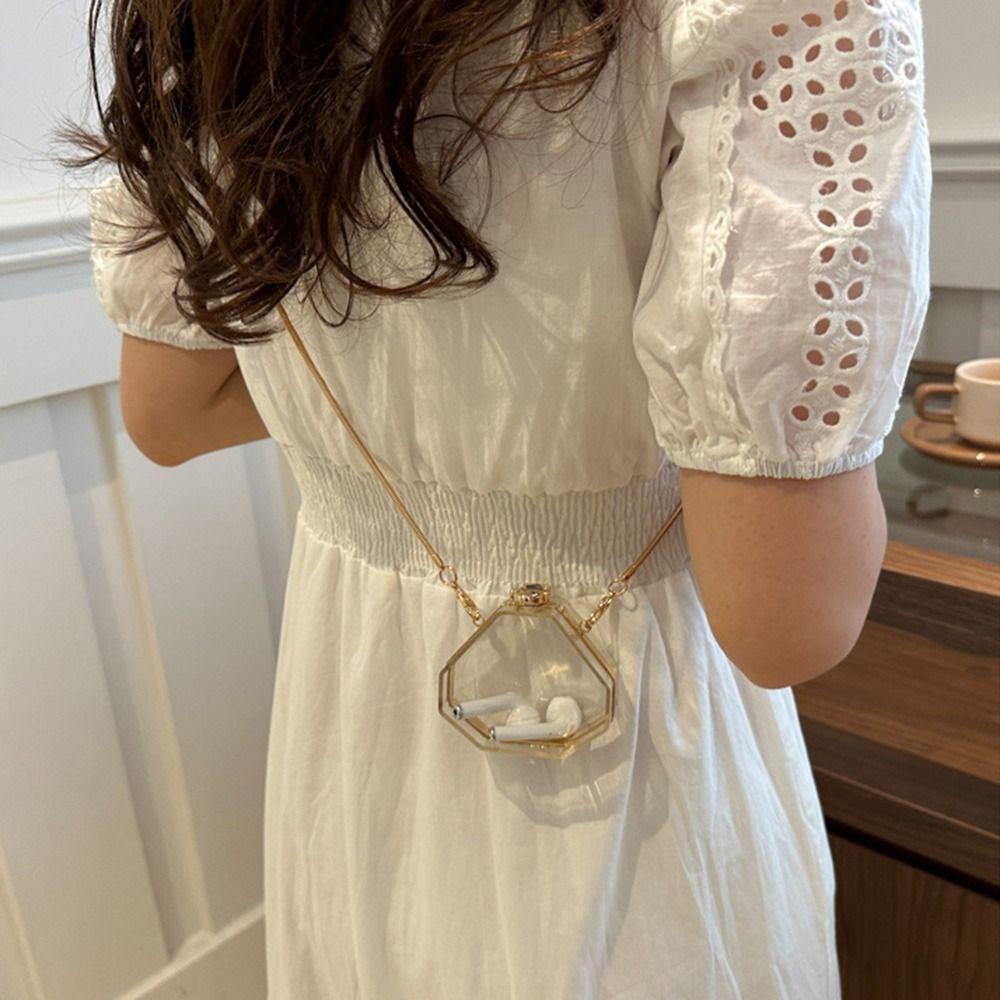 with Chain Strap Clear Acrylic Chain Bag Gold Lock Buckle Small Clutch Purse  Evening