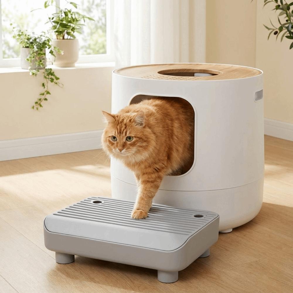 Non Slip Cat Step Filter Pedal Double Layer Cat Litter Ramp Cat Litter Box Step  Easy Cleaning