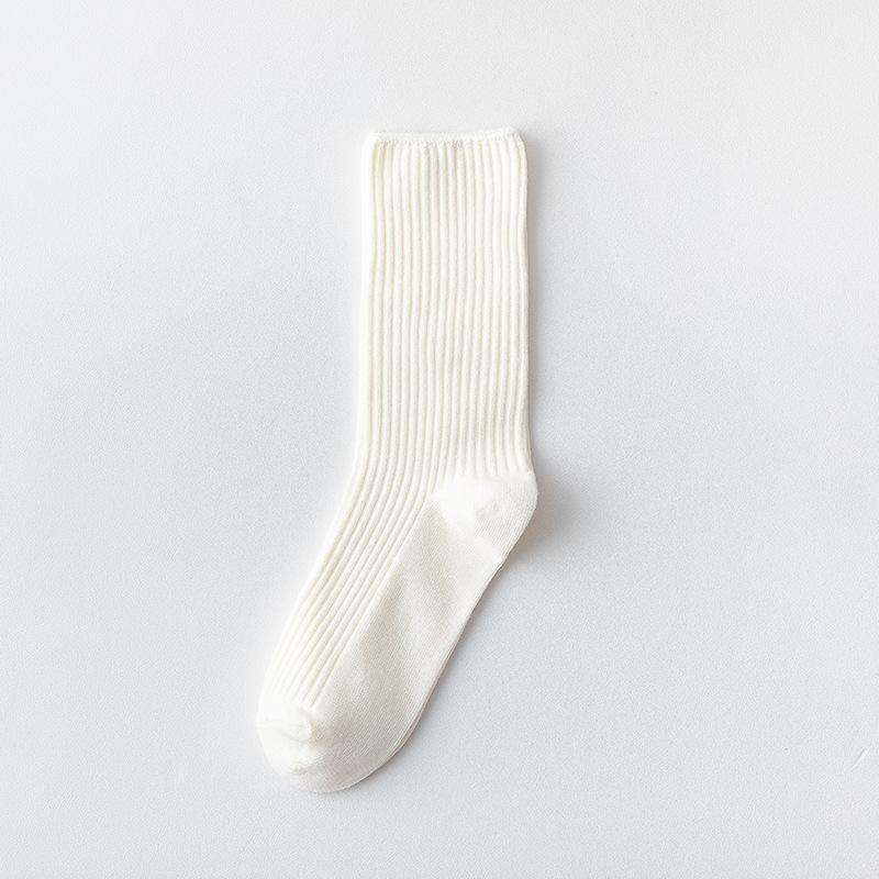 Summer Thin Mid-calf Socks for Women, Solid-color Trendy Sports Socks, Breathable Cotton Socks