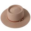 New Sun Hat Concave Convex Top Straw Hat Women's Spring and Summer Beach Hat Sun Hat Flat Brim Jazz Hat Belt