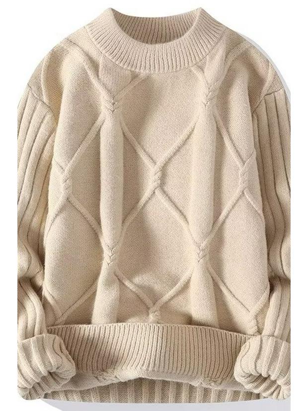 Men's Trendy Round Neck Waxy Knit Sweater - Warm Winter Innerwear for Teens