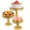 Golden Lace Iron Cake Stand Perfect for Wedding and Party Dessert Tables Vintage Design for Special Celebrations and Events