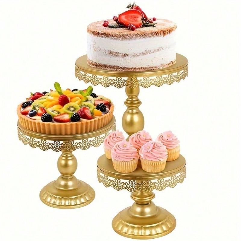 Golden Lace Iron Cake Stand Perfect for Wedding and Party Dessert Tables Vintage Design for Special Celebrations and Events
