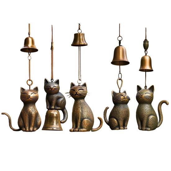 Retro Katze Windspiel Handgefertigt Niedliches Kätzchen Windspiel Vintage Hängendes Windspiel für Garten Terrasse Veranda Innendekor Geschenkidee für Katzenliebhaber