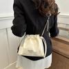 Niche Textured Bag Spring Shoulder Bag New Small Bag Fashionable Drawstring Bucket Bag Casual Crossbody Bag