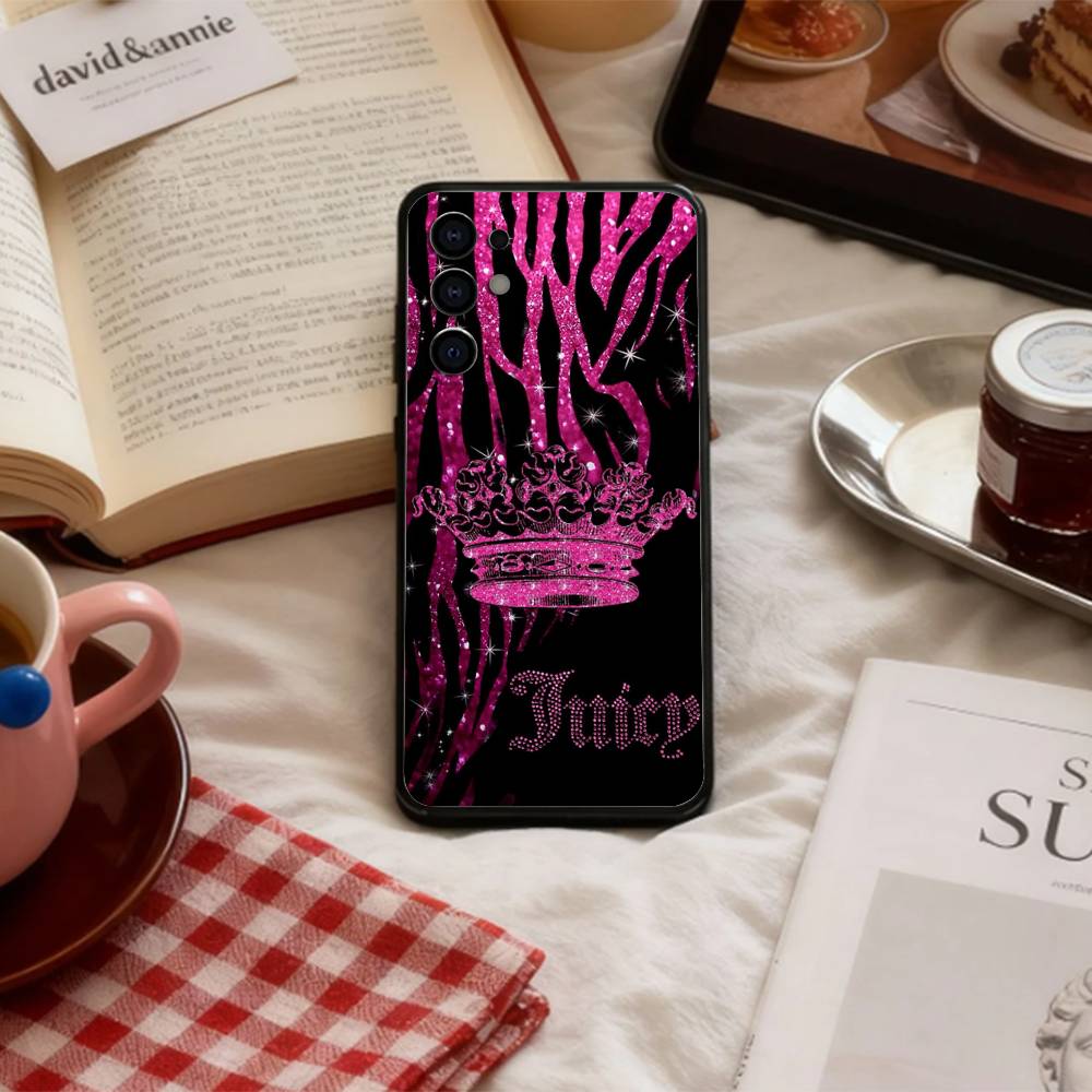 Y-Y2K Vintage J-Juicy C-Couture   Phone Case For Samsung S 25,24,23,22,30,21,10,9,Ultra,Plus,Lite,FE,4,5 G Soft Black Case