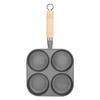 4 Cups Egg Frying Pan Prevent Stick Easy Clean Iron Egg Cooker Pan With Wooden Handle For Breakfast